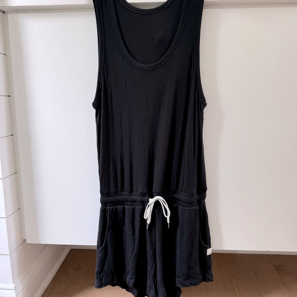 Vuori Black Sleeveless Romper with Drawstring
